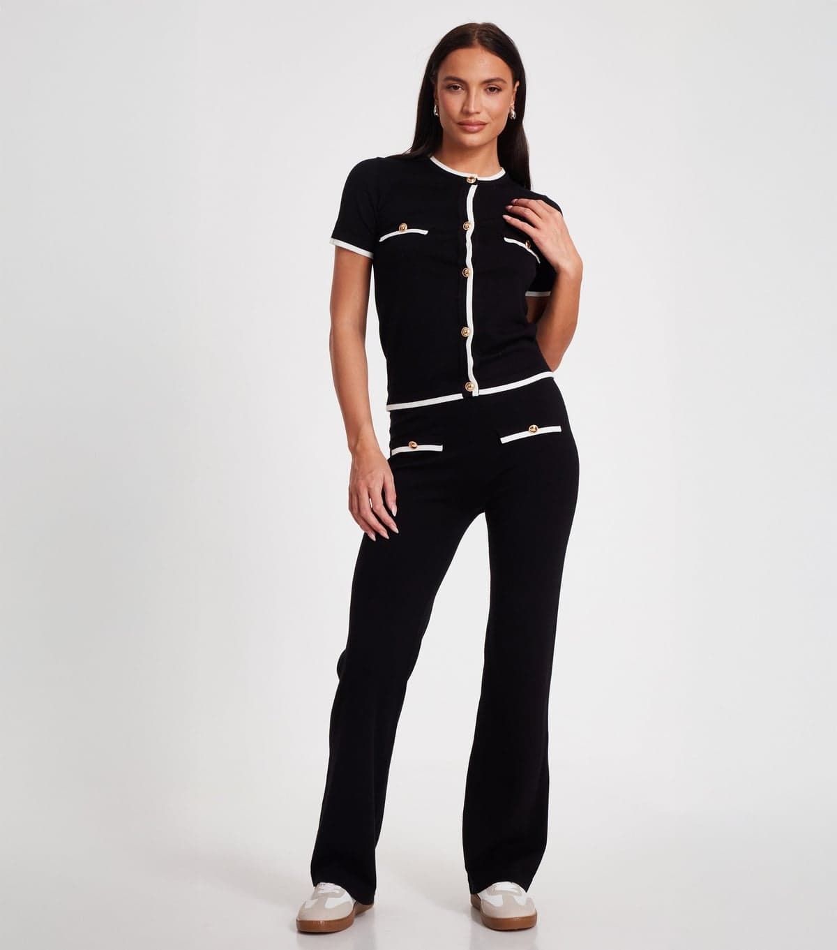 Quiz Women's Black Knit Wide Leg Trouser Quiz New Look