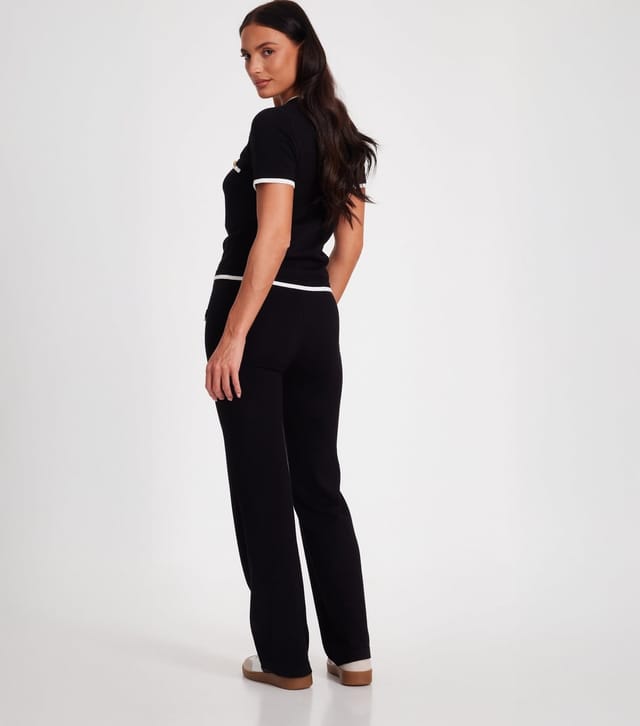 Quiz Women's Black Knit Wide Leg Trouser Quiz New Look - 3