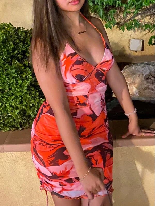 Bershka Floral halter neck mini dress