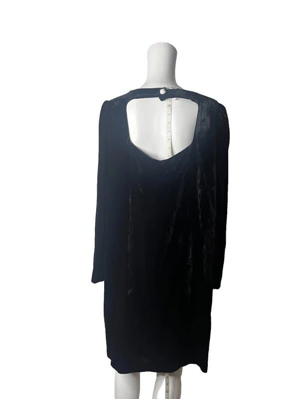 Boden Boden Velvet Shift Dress Size 16R Black Keyhole Back Womens NEW EU 44 RRP £34