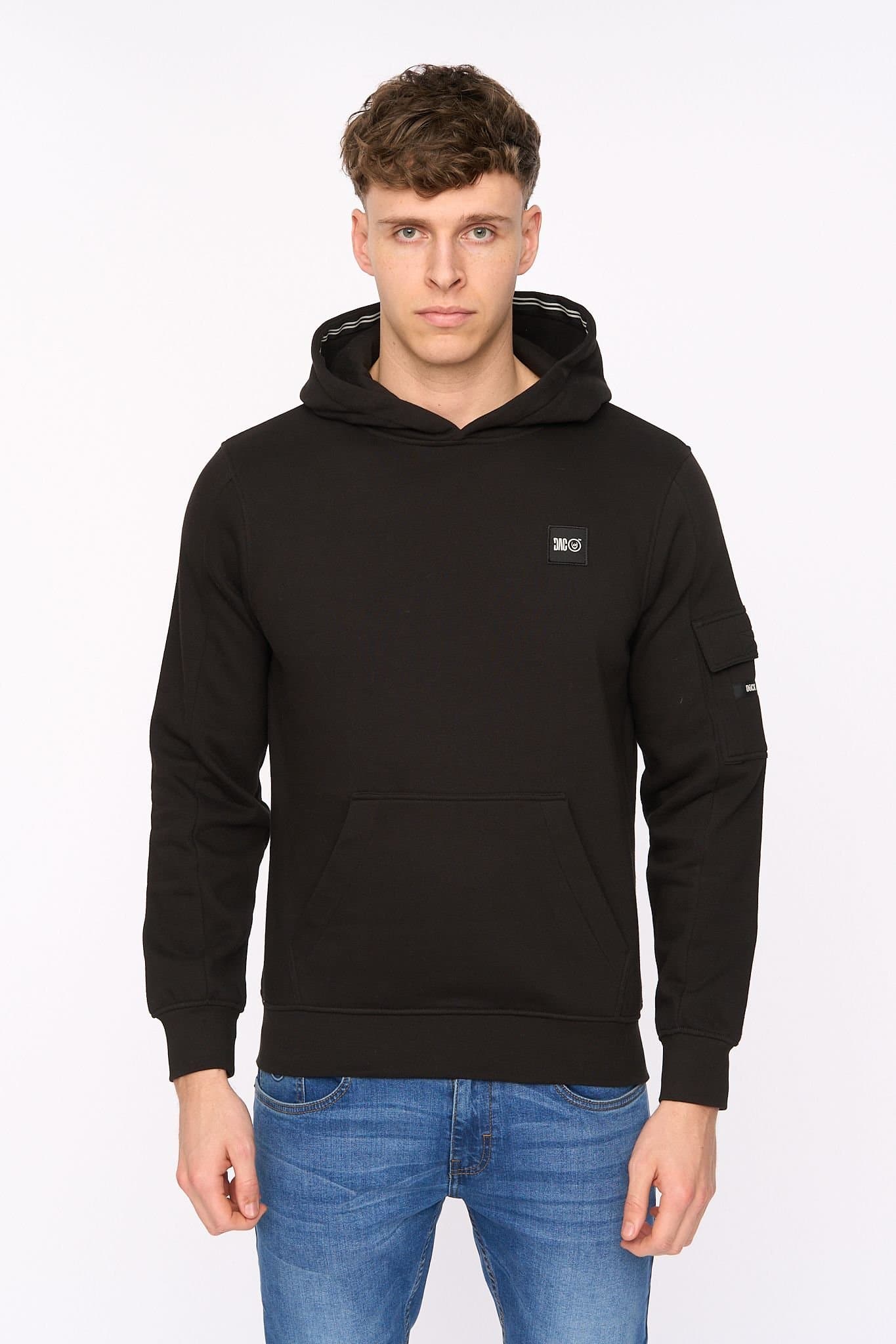Duck&Cover Duck&Cover Men's Wrentham Functional Hooded Sweatshirt with Patch Pocket in Black