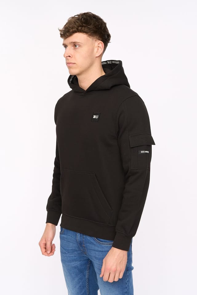 Duck&Cover Duck&Cover Men's Wrentham Functional Hooded Sweatshirt with Patch Pocket in Black - 2