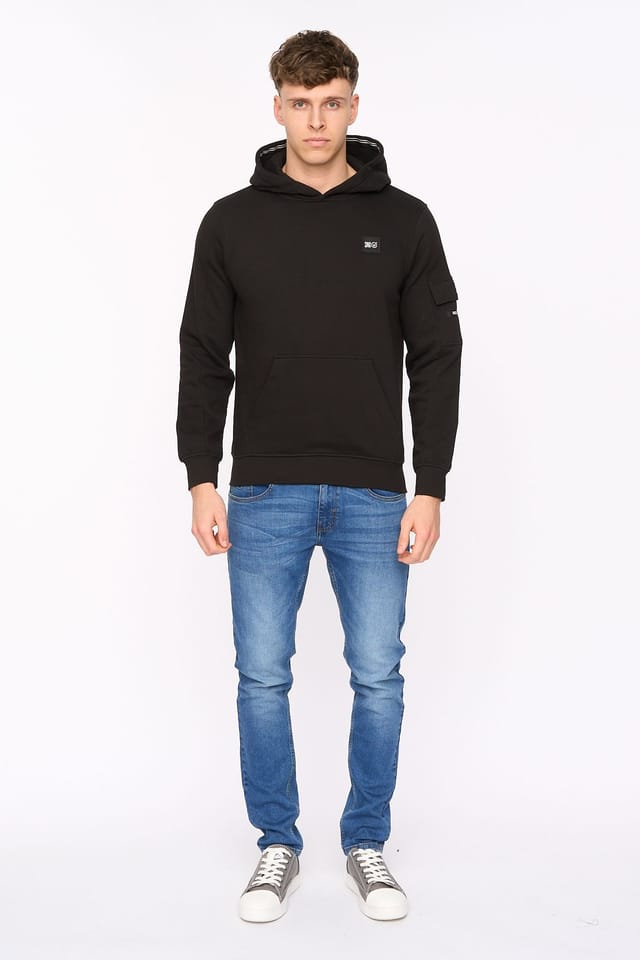 Duck&Cover Duck&Cover Men's Wrentham Functional Hooded Sweatshirt with Patch Pocket in Black - 3