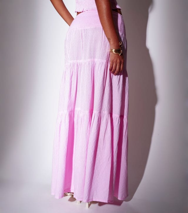 South Beach Women's Light Pink Shirred Waist Maxi Skirt South Beach New Look - 3
