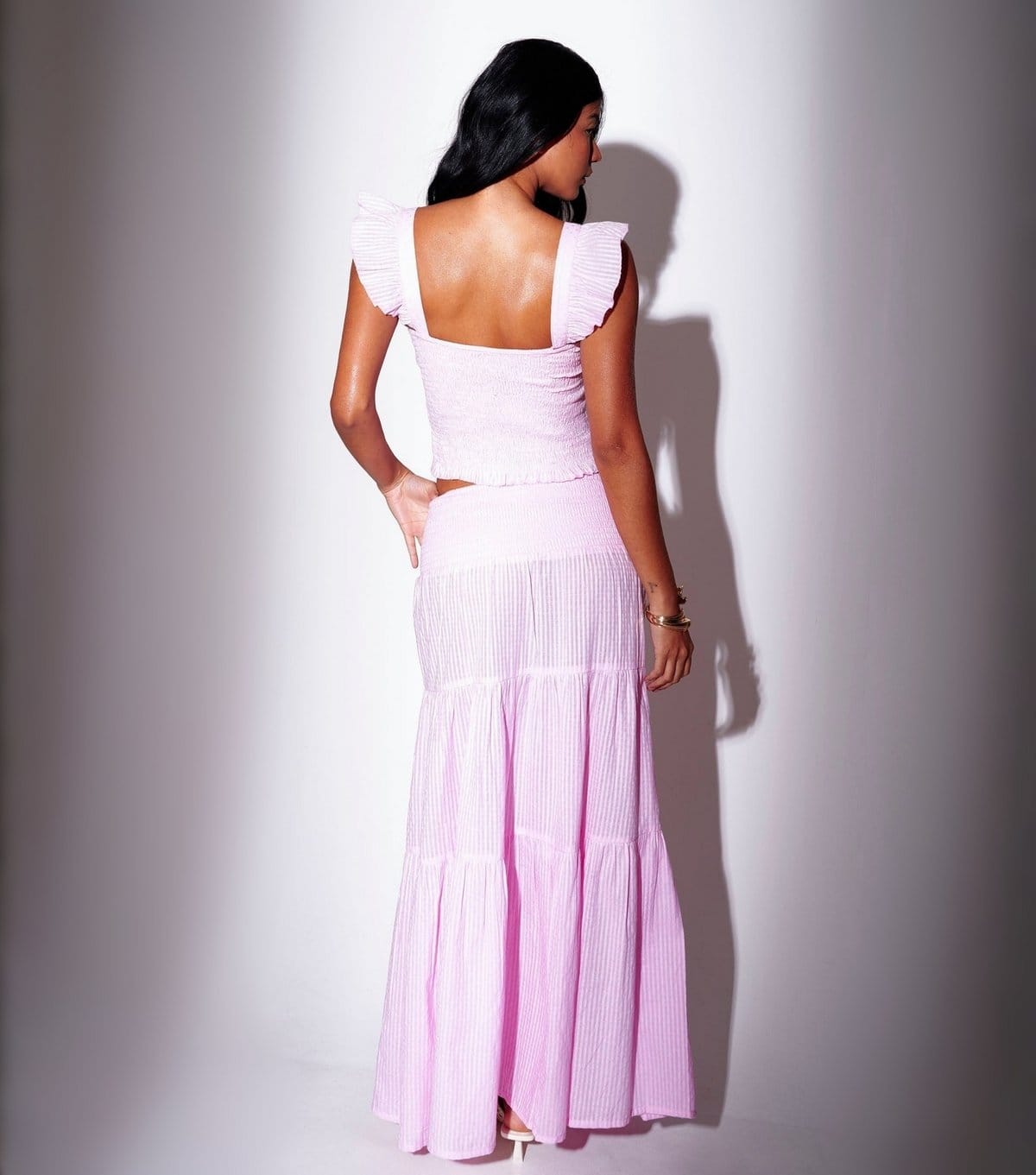 South Beach Women's Light Pink Shirred Waist Maxi Skirt South Beach New Look - 4