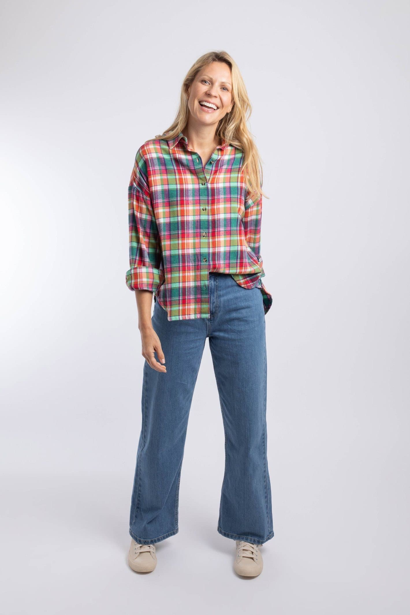 Weird Fish Weird Fish Women's Corin Brushed Check Shirt in Dark Pink