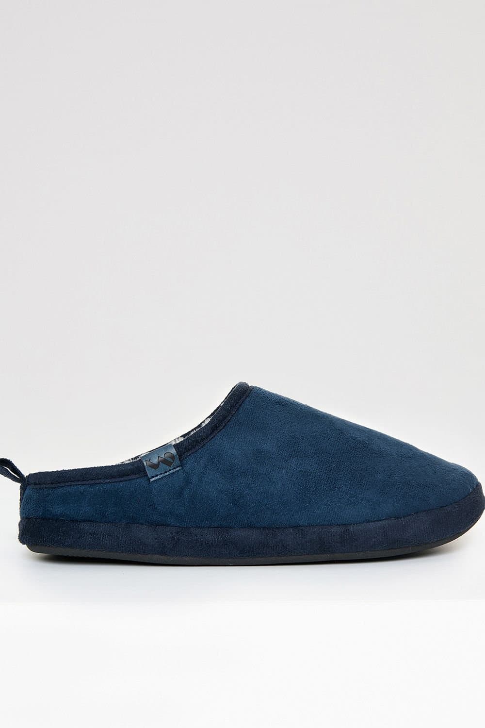 Threadbare Threadbare Men's Faux Suede Faux Fur Lined Mule Slippers in Navy