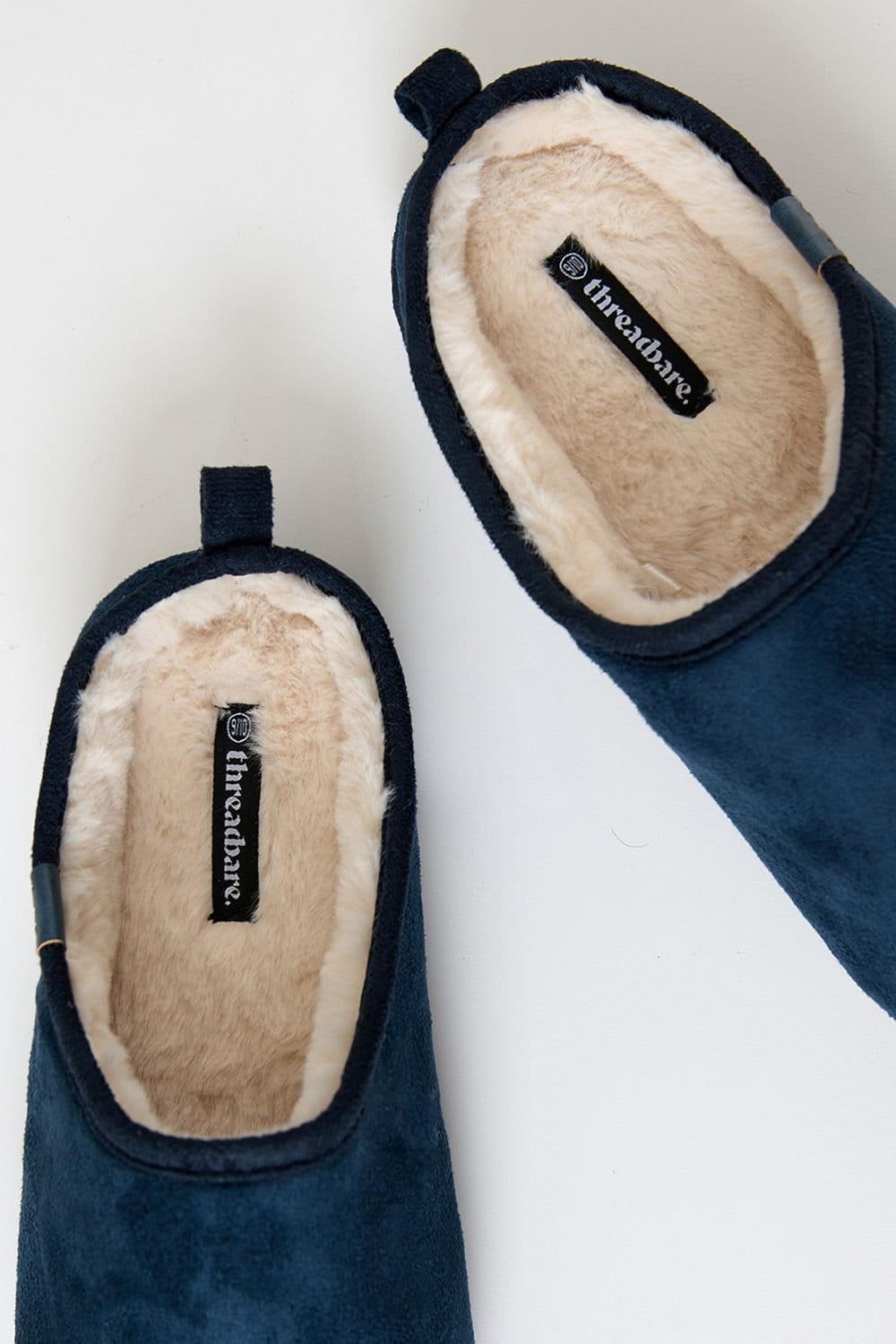 Threadbare Threadbare Men's Faux Suede Faux Fur Lined Mule Slippers in Navy - 4