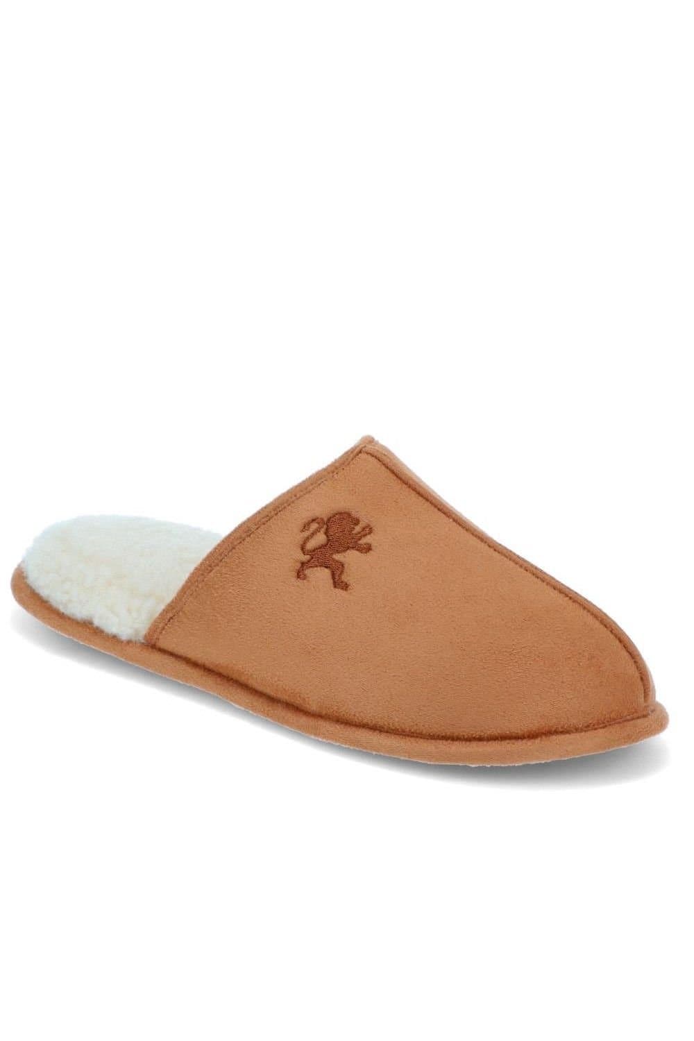 Pavers Pavers Men's Faux-Fur-Lined Mule Slippers in Tan