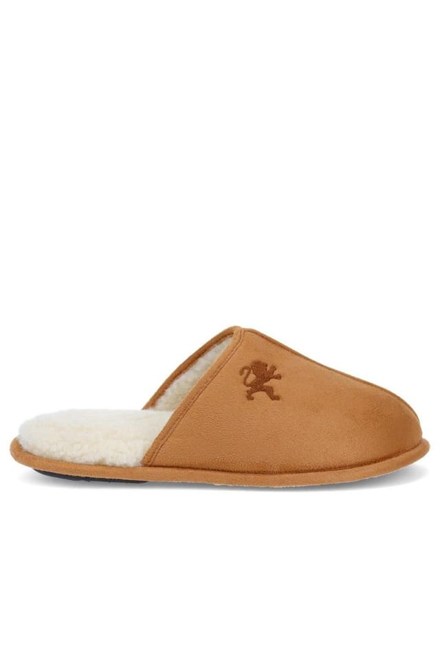 Pavers Pavers Men's Faux-Fur-Lined Mule Slippers in Tan - 2