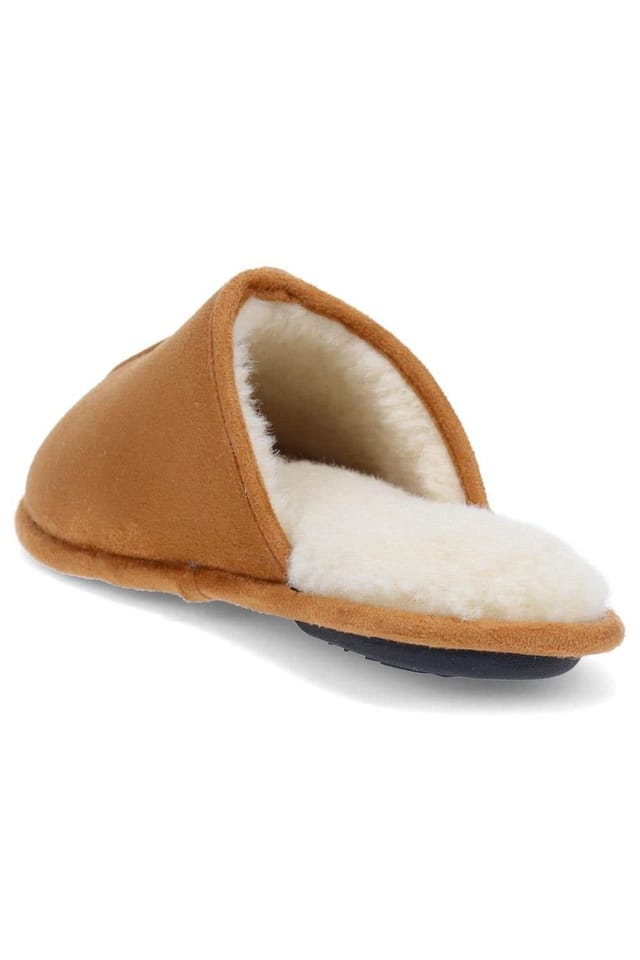 Pavers Pavers Men's Faux-Fur-Lined Mule Slippers in Tan - 3