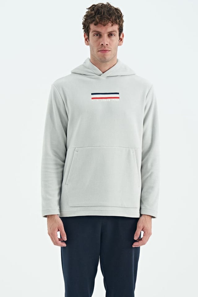 Tommy Life Tommy Life Men's Printed Logo Hoodie in Light Grey - 2