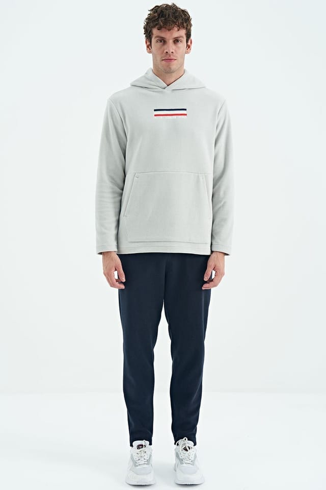 Tommy Life Tommy Life Men's Printed Logo Hoodie in Light Grey - 3