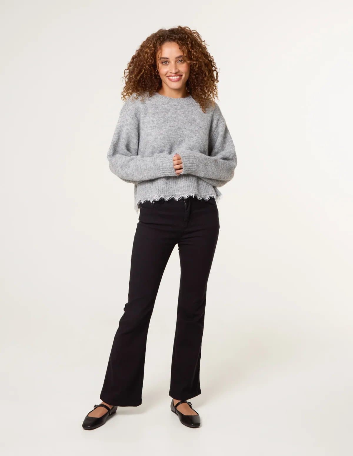 Blue Vanilla Lace Detailed Crew Neck Jumper