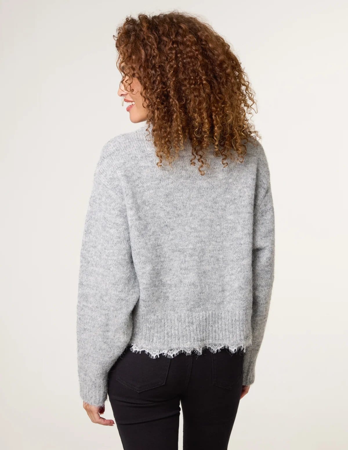 Blue Vanilla Lace Detailed Crew Neck Jumper - 4