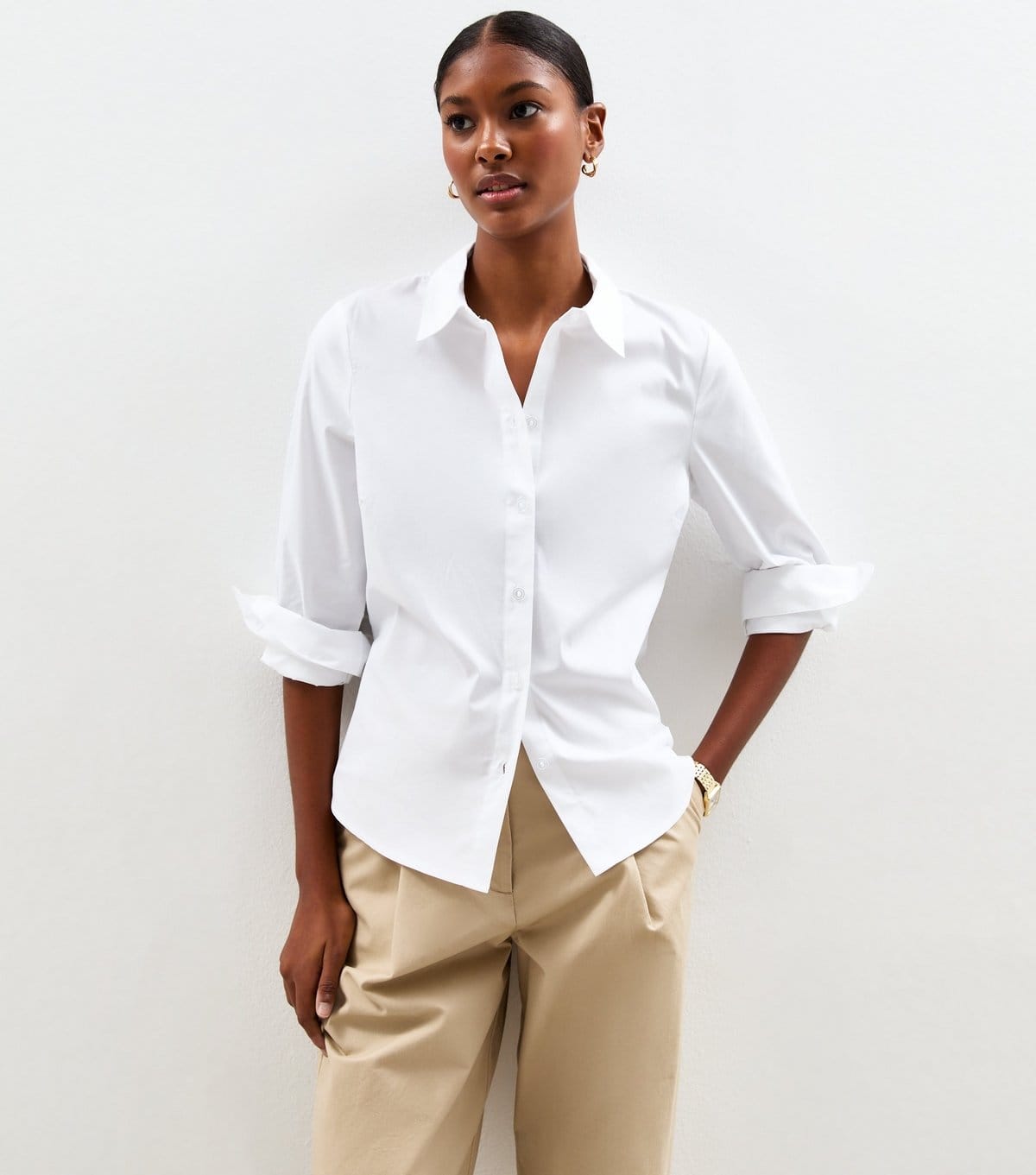 New Look Women's White Slim Fit Poplin Shirt New Look - 2