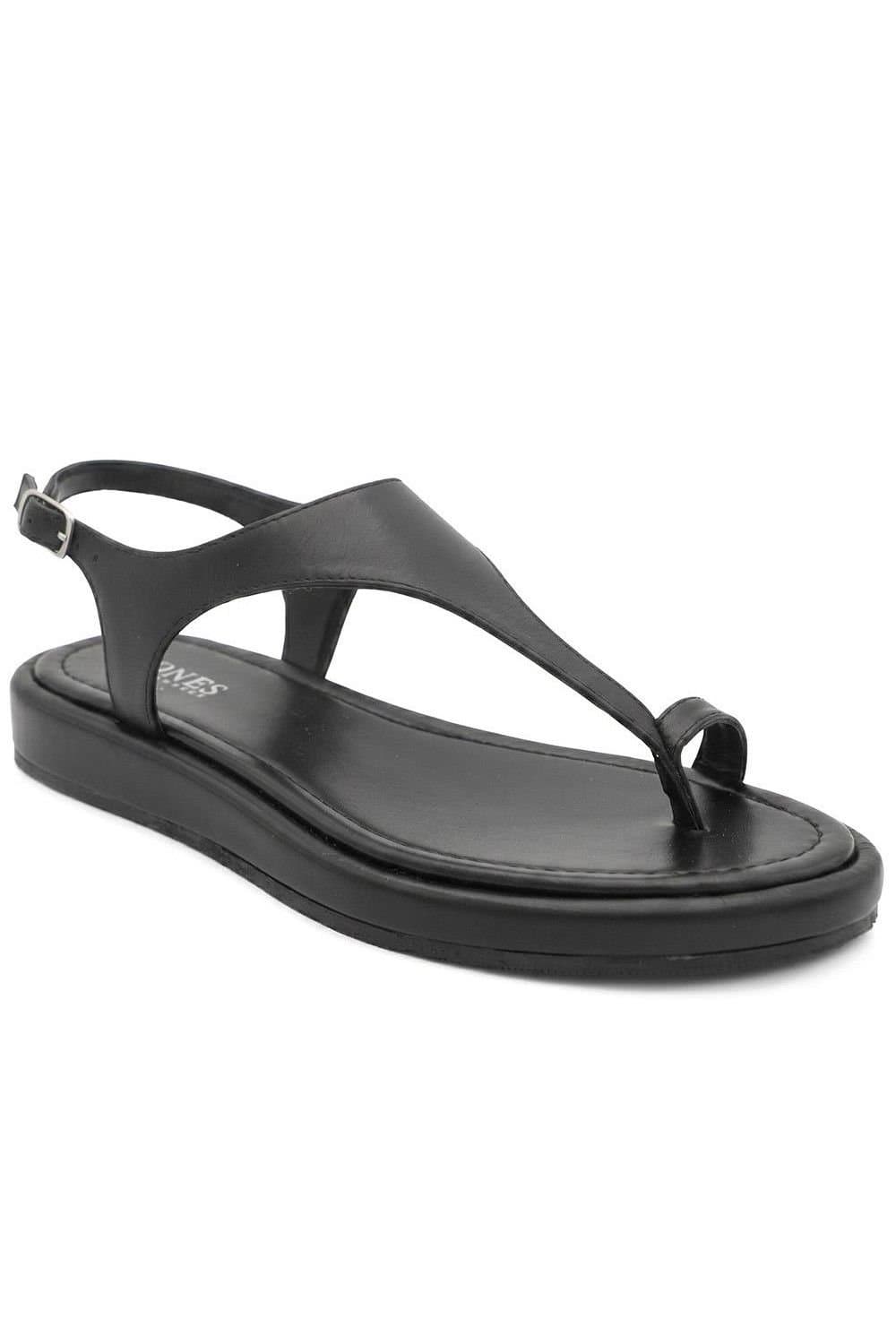 Jones Bootmaker Jones Bootmaker Black Leather Toe Post Buckle Fasten Sandals