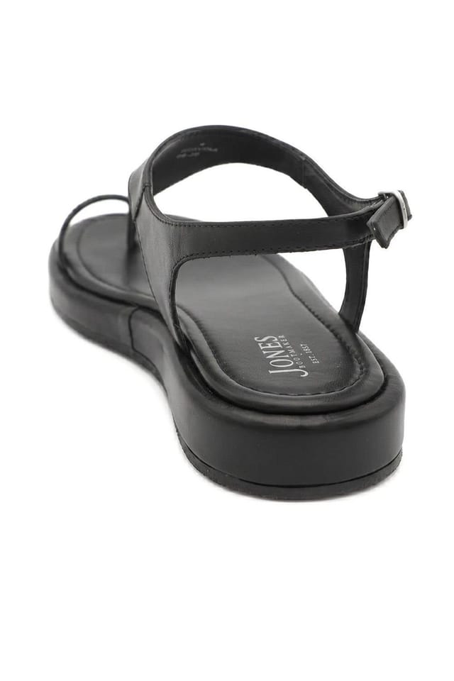 Jones Bootmaker Jones Bootmaker Women's Giovina Leather Toe Post Buckle Fasten Sandals in Black - 3