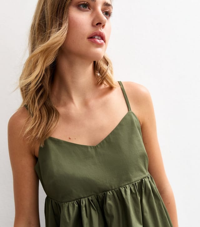 New Look Women's Green Strappy Peplum Hem Cami Top New Look - 2