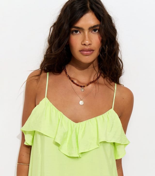 New Look Women's Light Green Ruffle Trim Cami Midi Dress New Look - 2