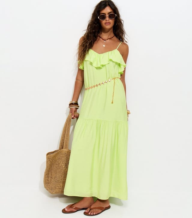 New Look Women's Light Green Ruffle Trim Cami Midi Dress New Look - 3