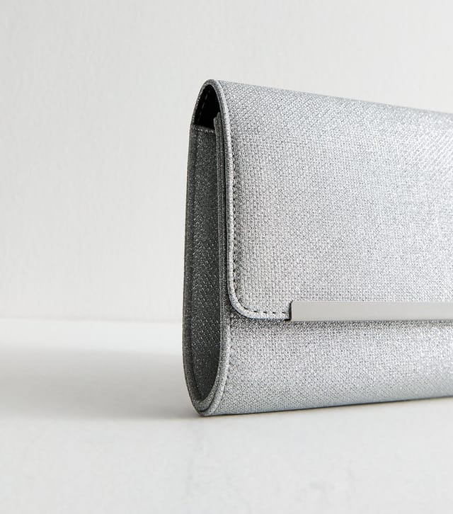 New Look Silver Metallic Bar Sparkly Texture Clutch New Look - 3