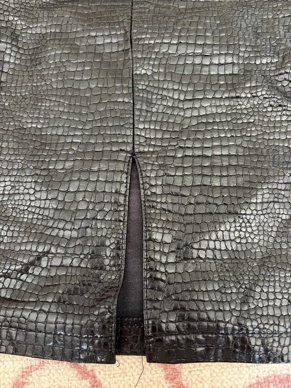 ASOS Design Croc effect faux leather thigh split mini skirt