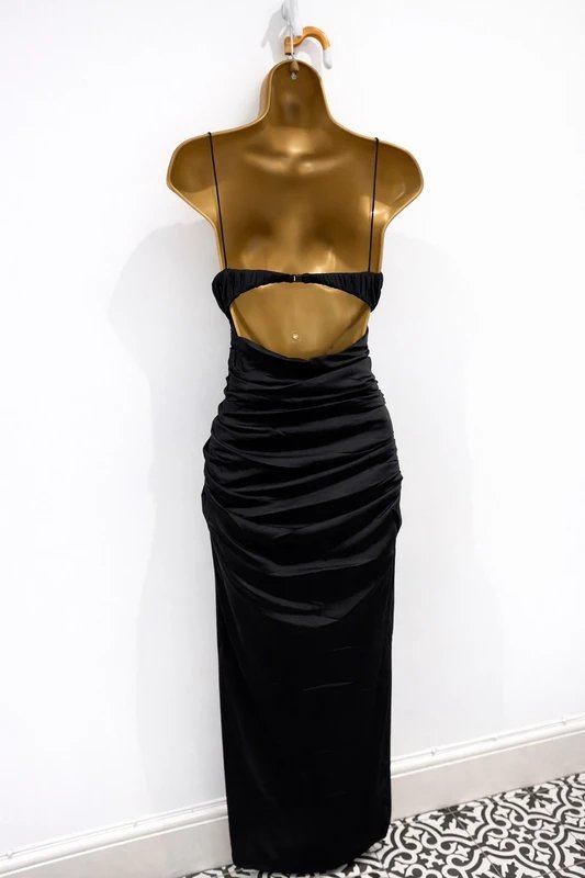 ASOS House of CB inspired ASOS black maxi dress draped cinched ruched UK 10 - 1