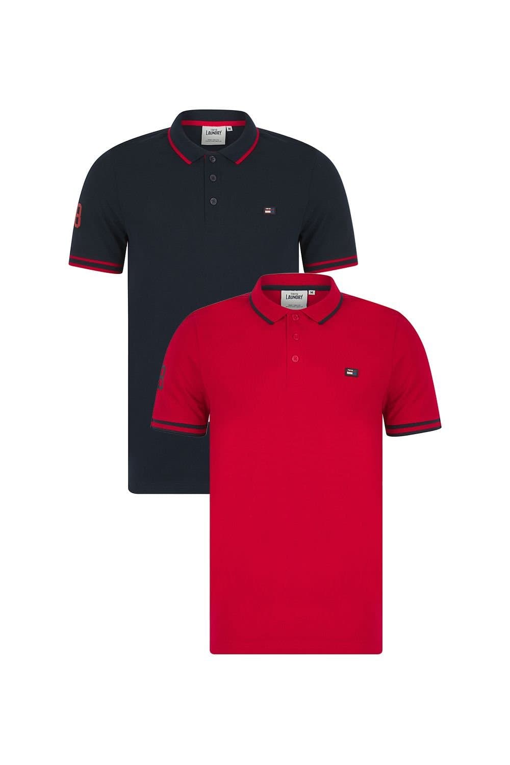 Tokyo Laundry Tokyo Laundry Men's 2 Pack Cotton Short Sleeve Button-Up Polo Shirt in Navy