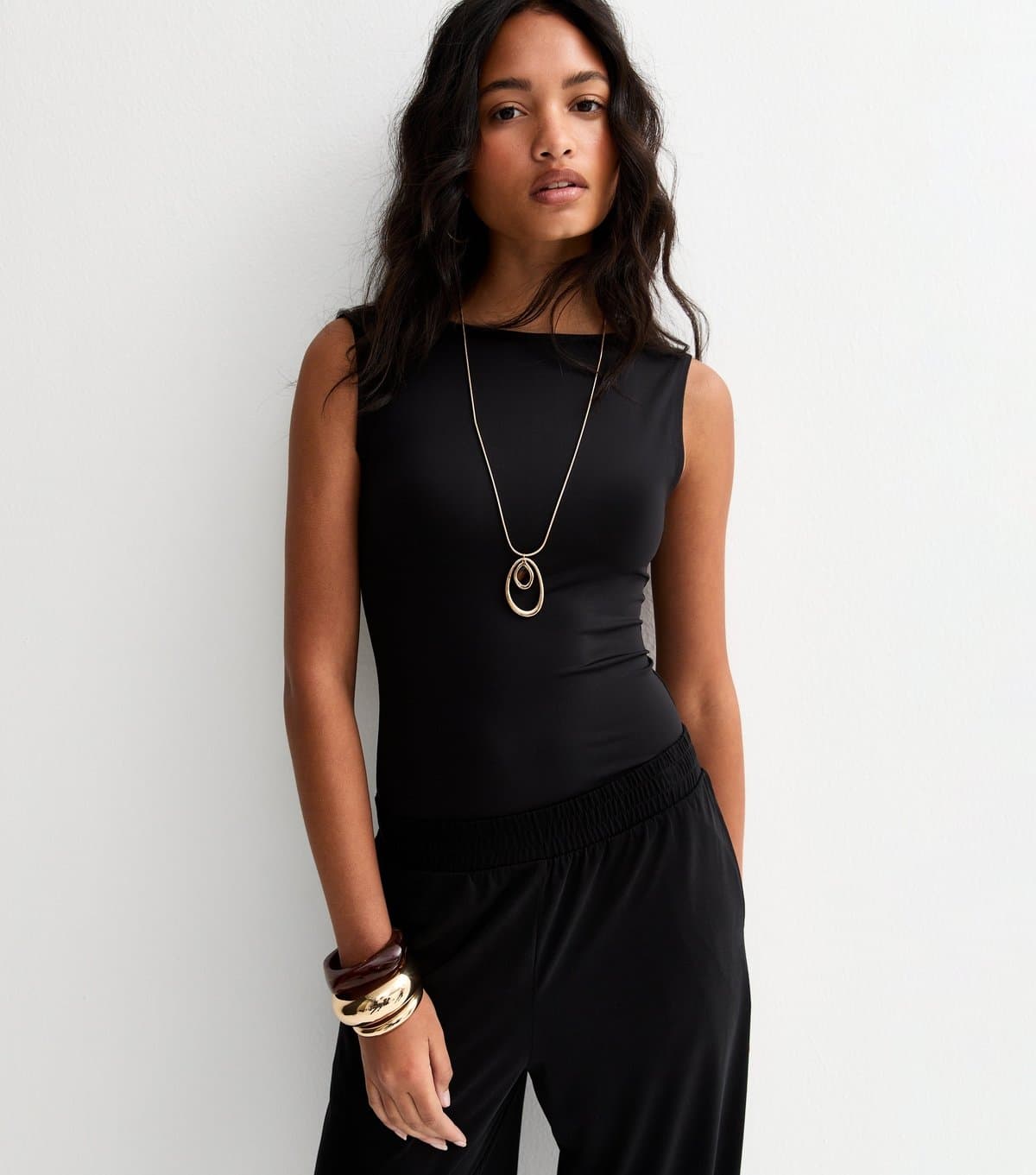 New Look Women's Black Jersey Scoop Back Sleeveless Bodysuit New Look