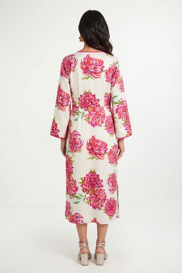 Wallis Wallis Women's Floral Satin Contrast Midi Dress in Ivory - 2