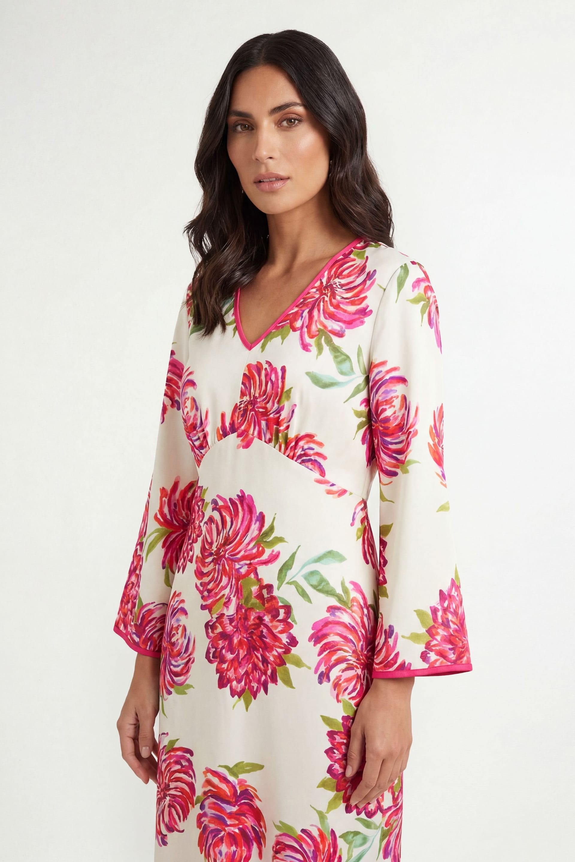 Wallis Wallis Women's Floral Satin Contrast Midi Dress in Ivory - 4