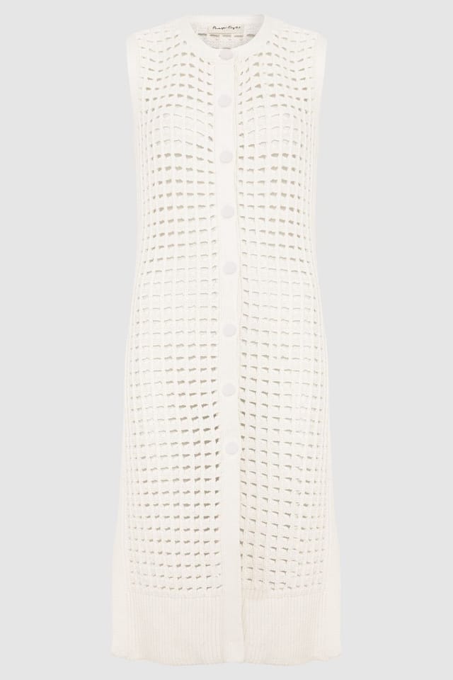 Phase Eight Phase Eight Women's Polly Crochet Longline Cardigan in Off-White - 2