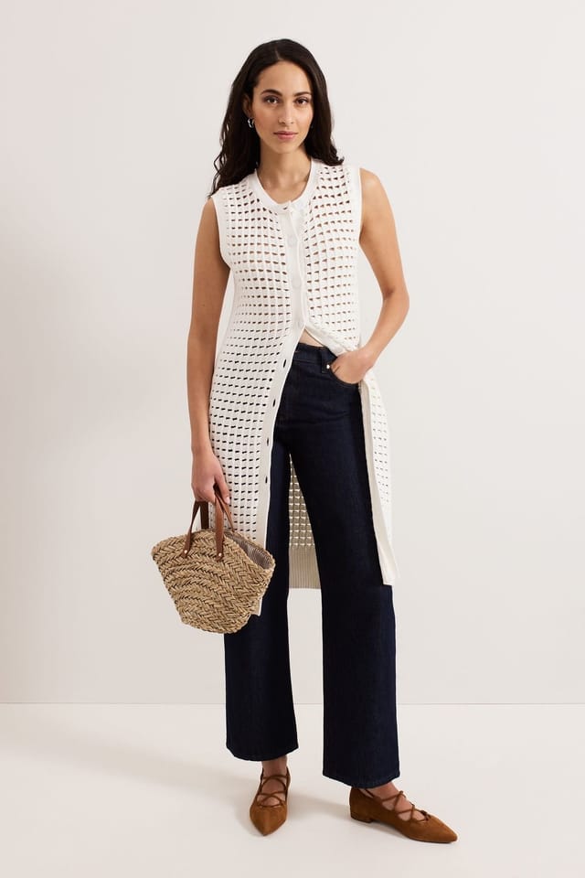 Phase Eight Phase Eight Women's Polly Crochet Longline Cardigan in Off-White - 3