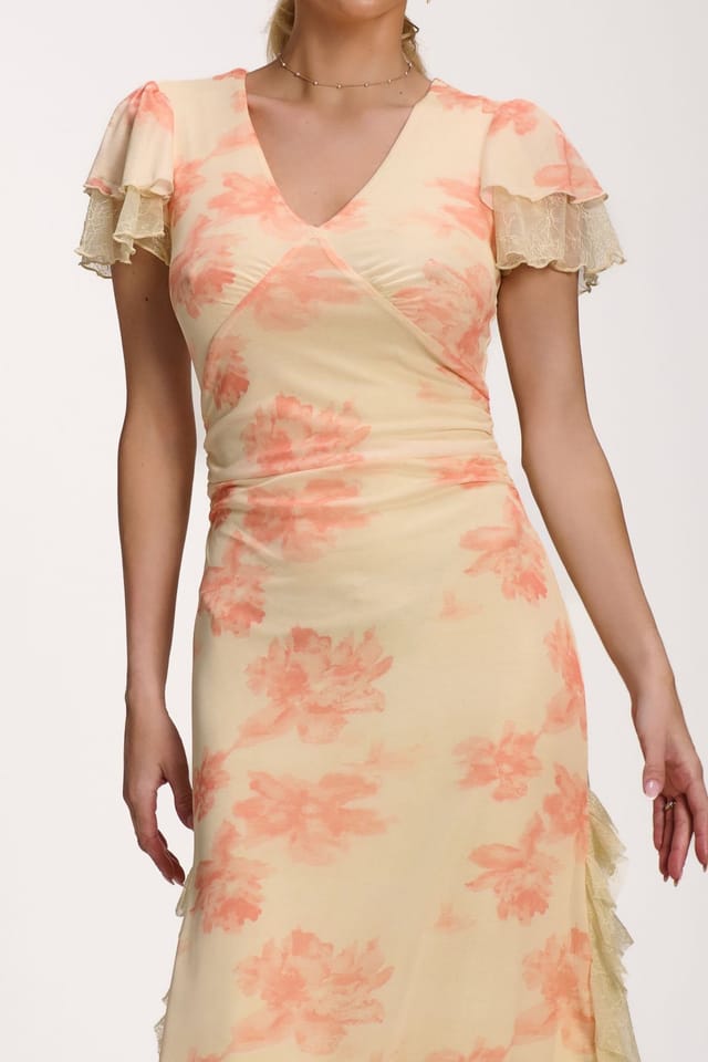 Jolie Moi Jolie Moi Women's Lace Insert Mesh Midi Dress - 3