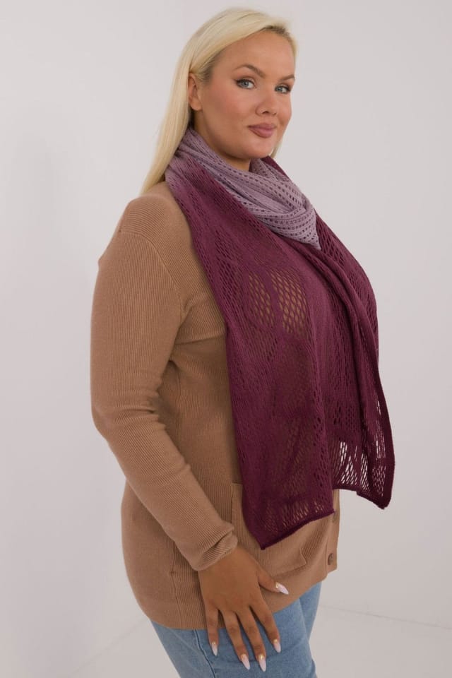 Love Lace Love Lace Women's Cotton Wool Openwork Long Scarf for Autumn Winter Wear in Violet - 2
