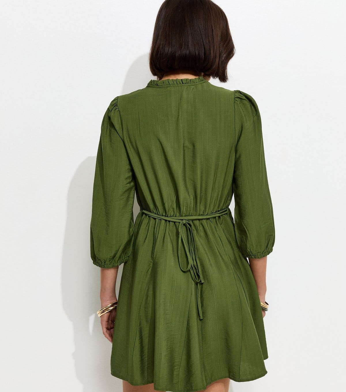 New Look Women's Khaki Godet Skirt Belted Mini Shirt Dress New Look - 4