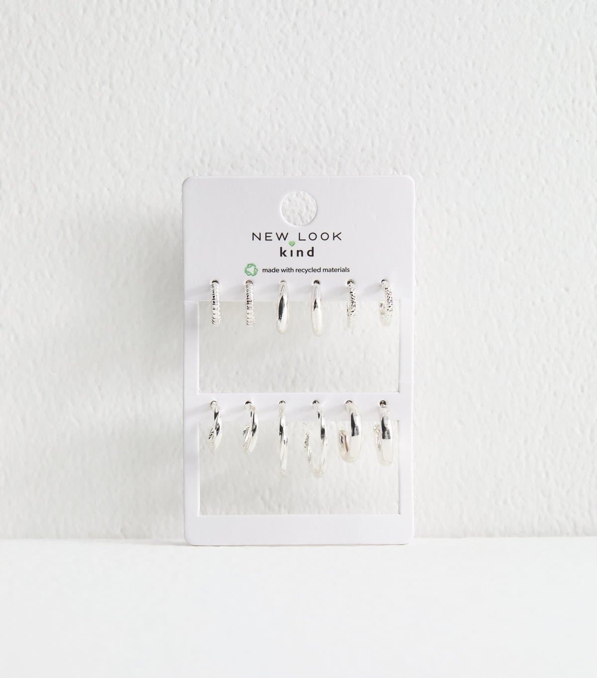 New Look Silver Tone Pack of 6 Textured Hoop Earrings New Look