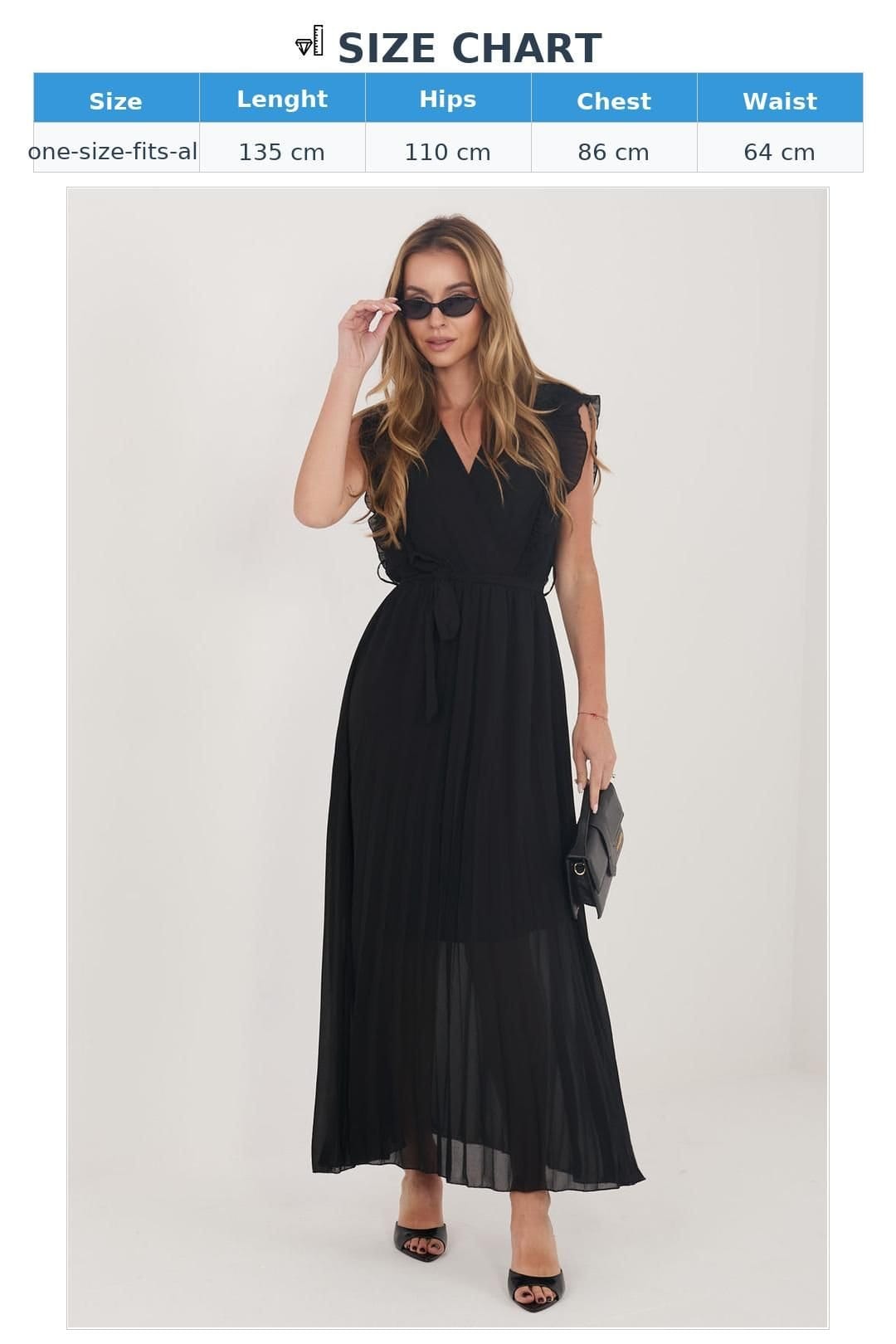 Love Lace Love Lace Women's Flared Wrap Midi Dress with Side Ruffles in Black - 4