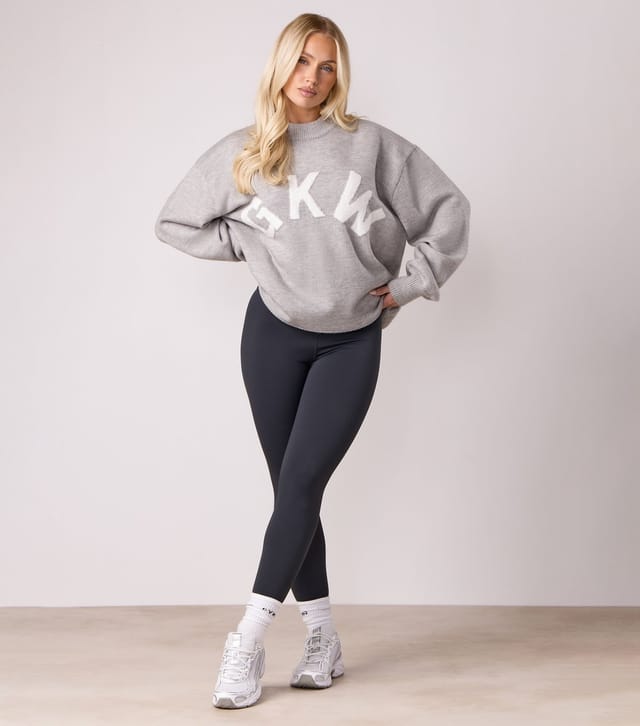 Gym King Women's Light Grey Logo Crew Neck Jumper Gym King New Look - 2