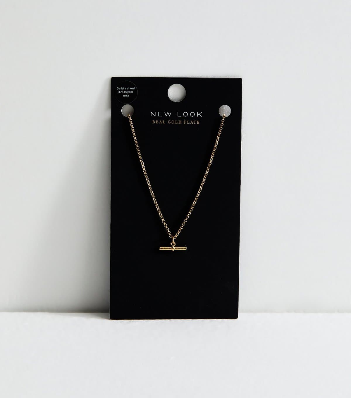 New Look 18ct Gold Plated Petite T Bar Pendant Necklace New Look