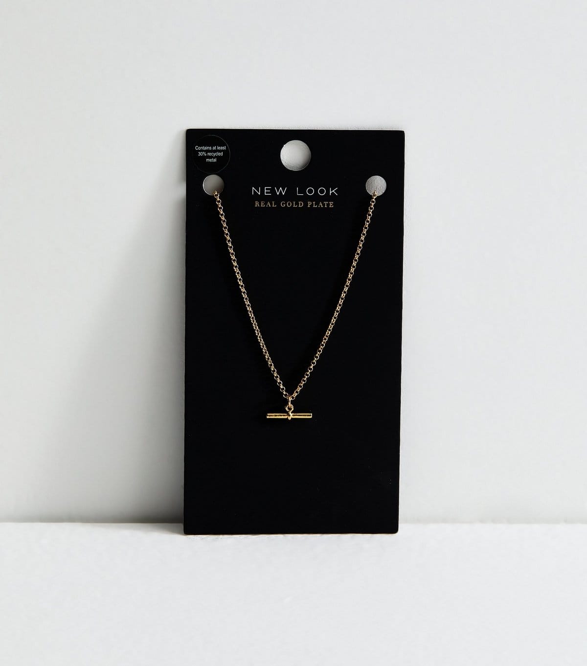 New Look 18ct Gold Plated Petite T Bar Pendant Necklace New Look - 1
