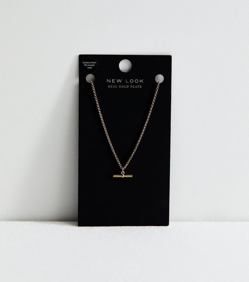New Look 18ct Gold Plated Petite T Bar Pendant Necklace New Look - 1