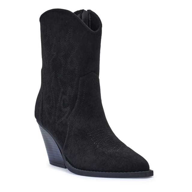 Truffle Collection Truffle Collection Women's Calf Boots Pointed Toe Zip Fastening Microfibre Block Heel Shoes in Black - 3