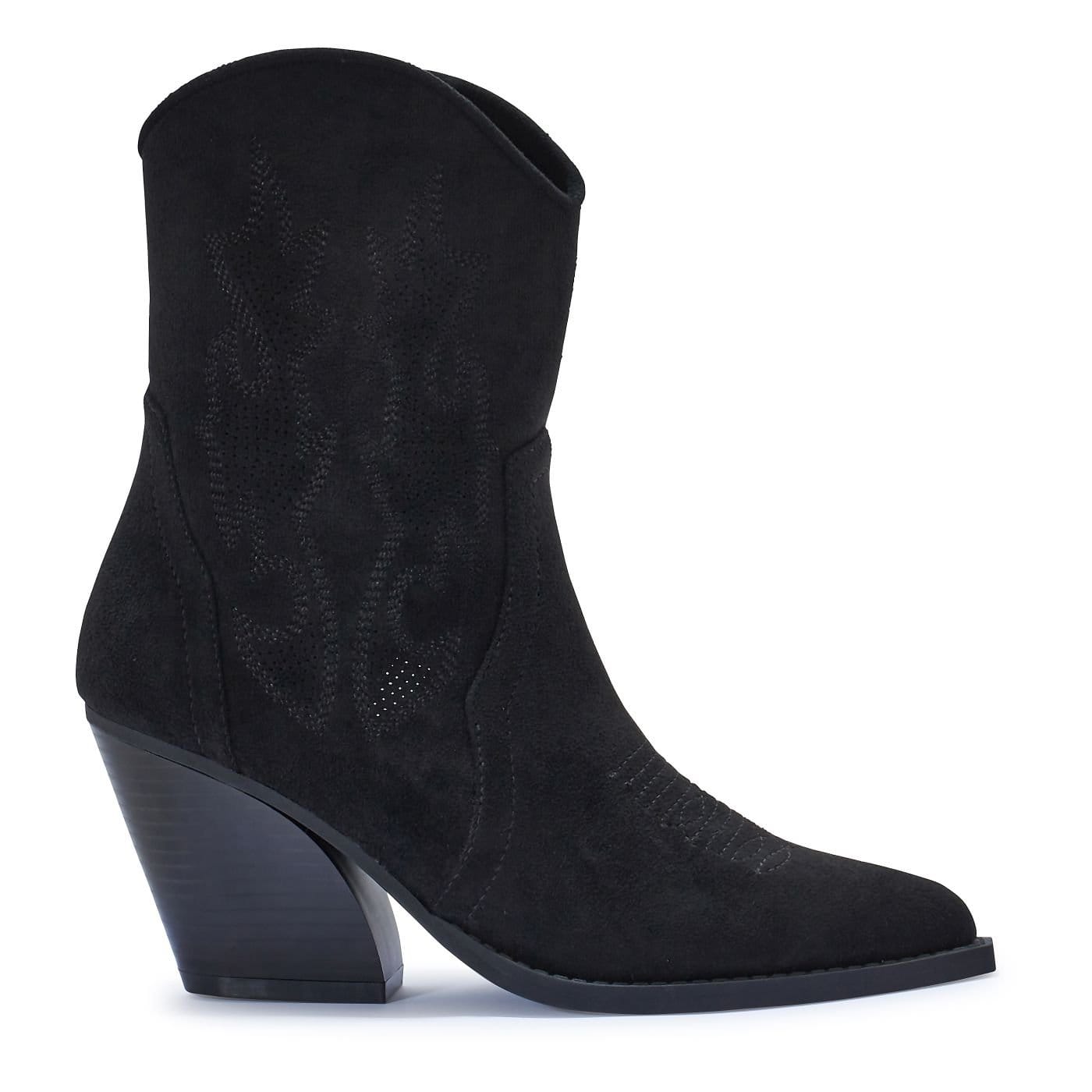 Truffle Collection Truffle Collection Women's Calf Boots Pointed Toe Zip Fastening Microfibre Block Heel Shoes in Black - 4