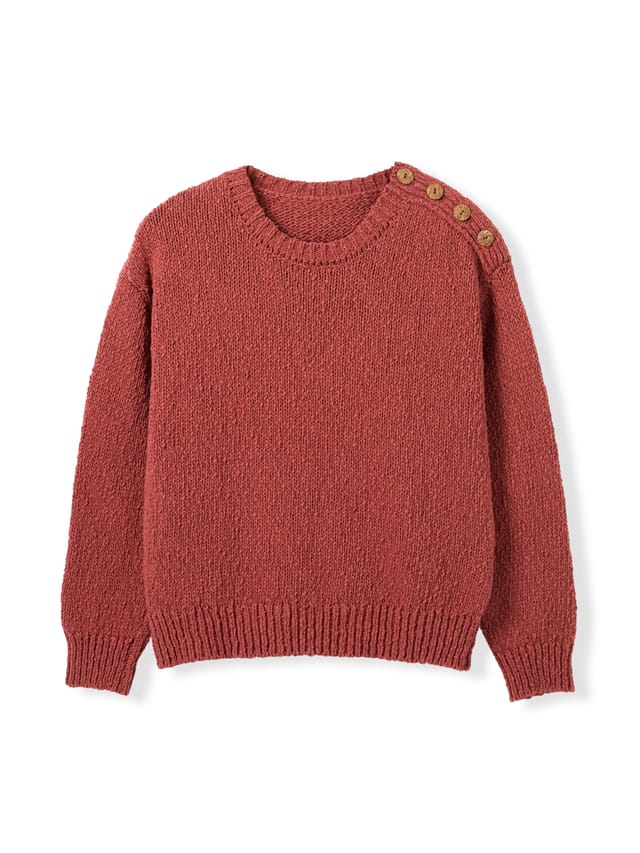 Celtic & Co Celtic & Co Women's Slub Knit Button Detail Sweater in Terracotta - 2