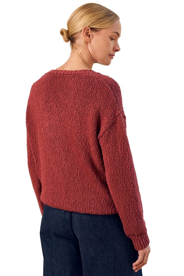 Celtic & Co Celtic & Co Women's Slub Knit Button Detail Sweater in Terracotta - 3
