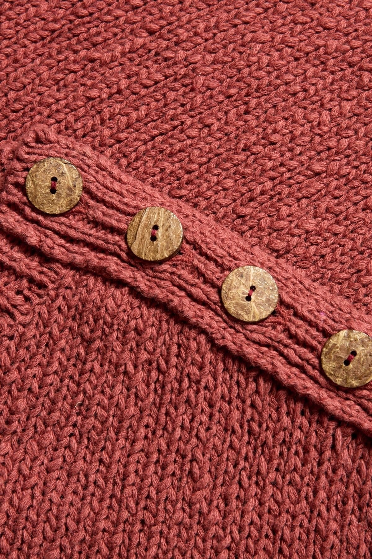 Celtic & Co Celtic & Co Women's Slub Knit Button Detail Sweater in Terracotta - 4