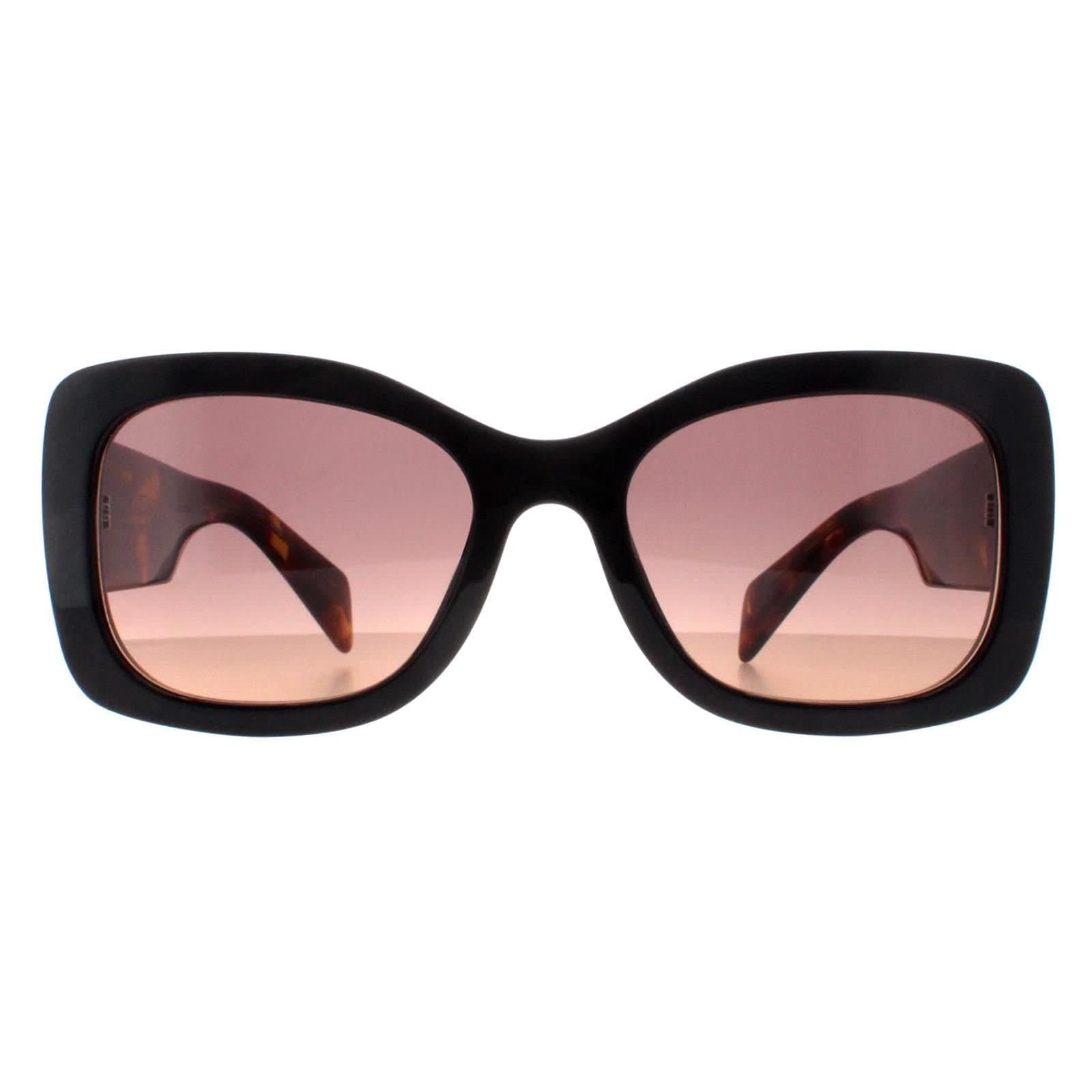 Prada Prada Women's Oval Mahogany Brown Gradient PRA08S in Black