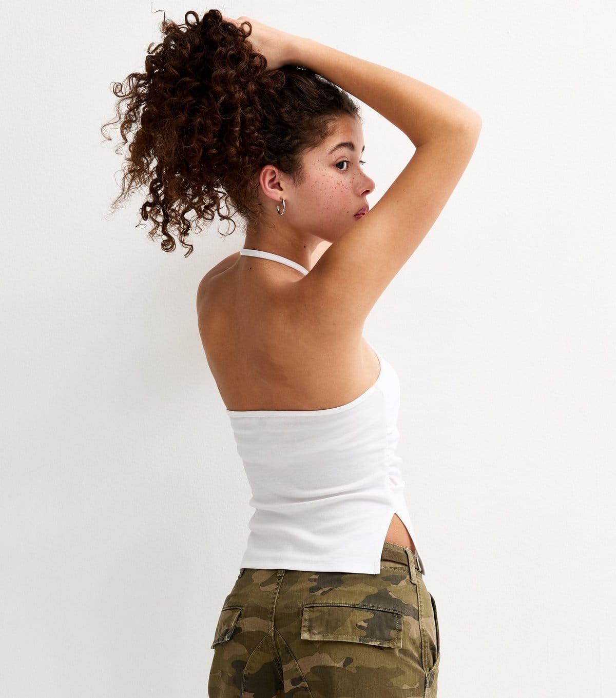 New Look Girls' White Halter Ruched Side Top New Look - 4